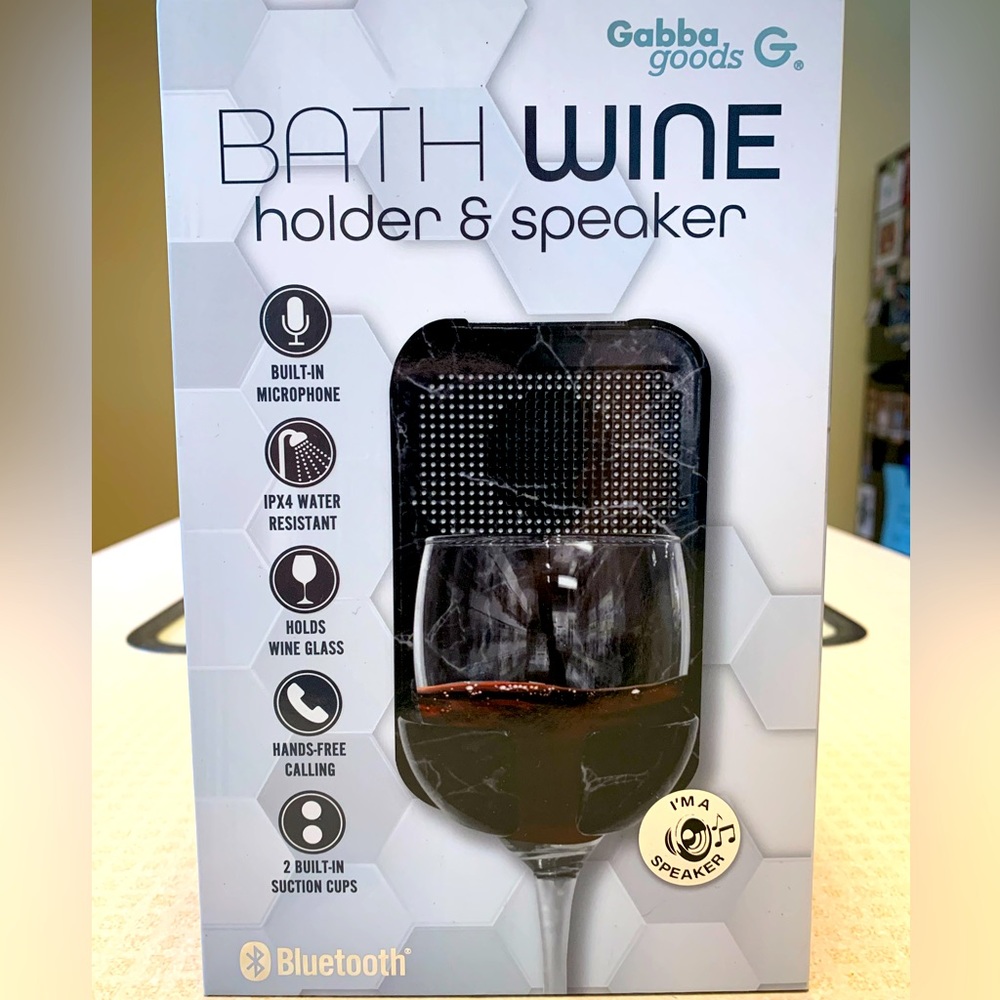 Gabbagoods Bath Wine Holder Bluetooth Speaker.  BRAND NEW. Never opened. Black